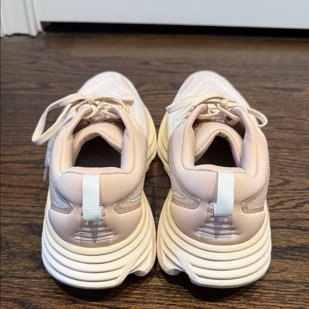 Hoka Bondi 8’s Women's Cream & Tan Running Sneakers - Size 12B - Picture 3 of 9